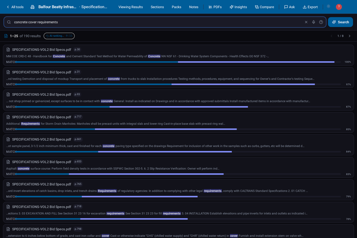 Specifications Search Engine