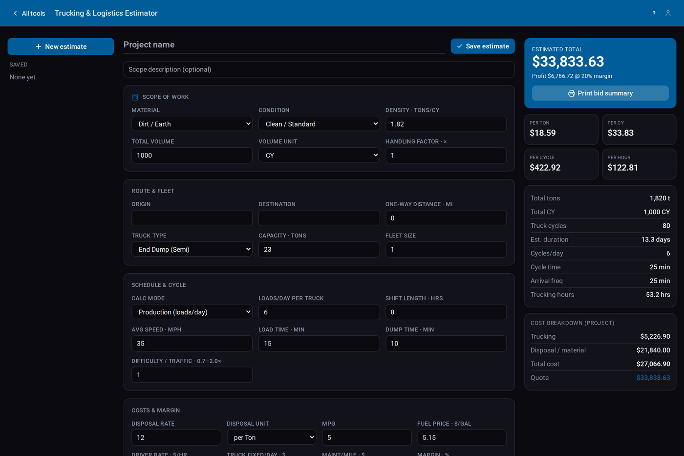 Trucking & Logistics Estimator